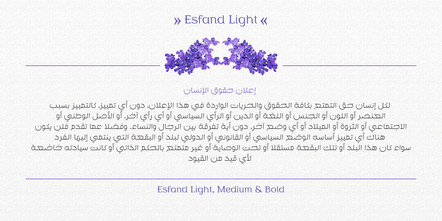 Przykład czcionki Esfand Light